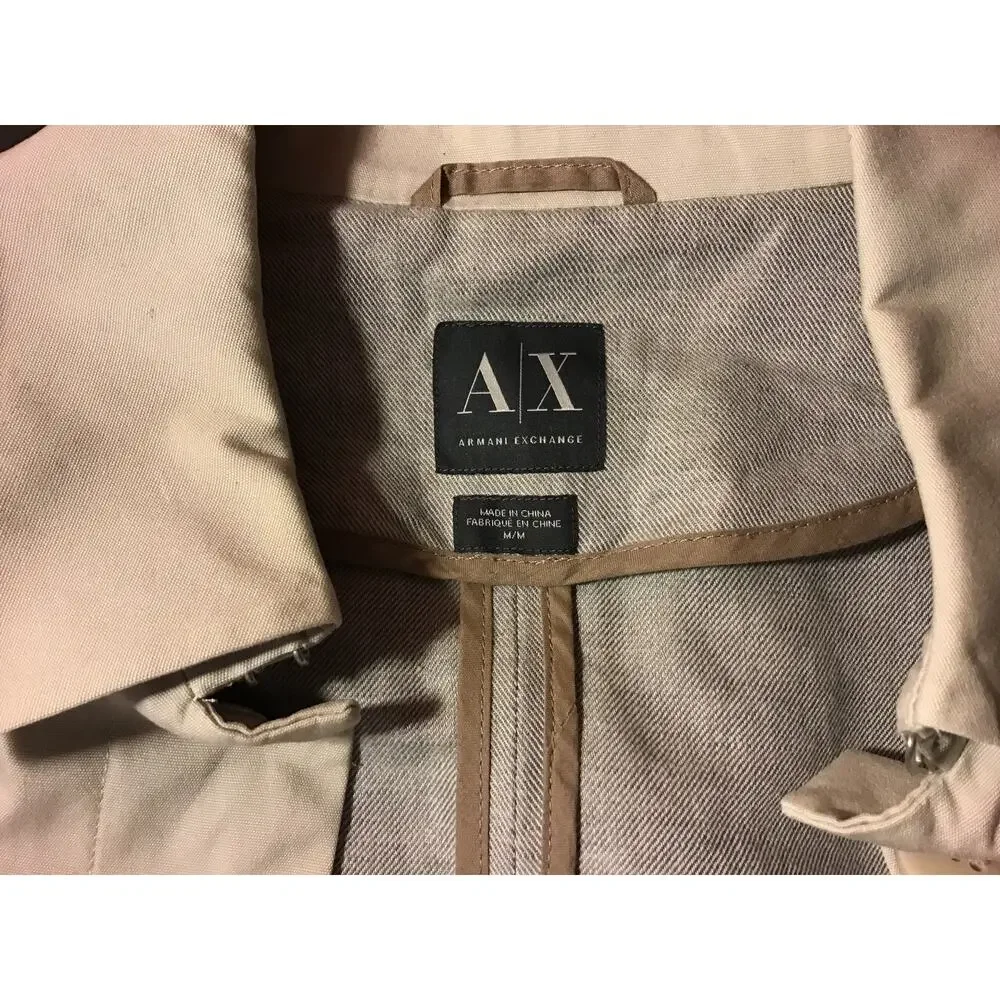 Armani Exchange Gray/Off White Linen Blend Trench Coat Women’s SZ M